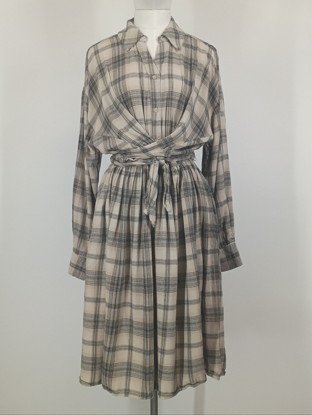 Downeast Plaid Tie Waist Dress